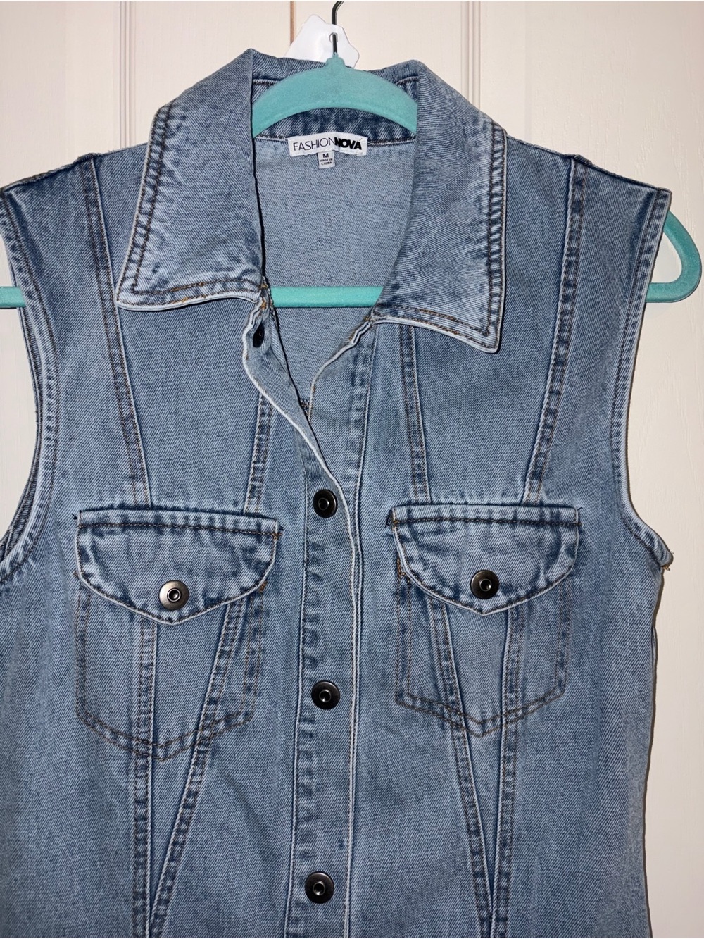 FASHION NOVA TALLAHASSEE DENIM MAXI size M - Picture 7 of 7